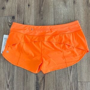 NWT Lululemon Speed Up Low Rise Shorts 2.5" Size 12 In Highlighter Orange